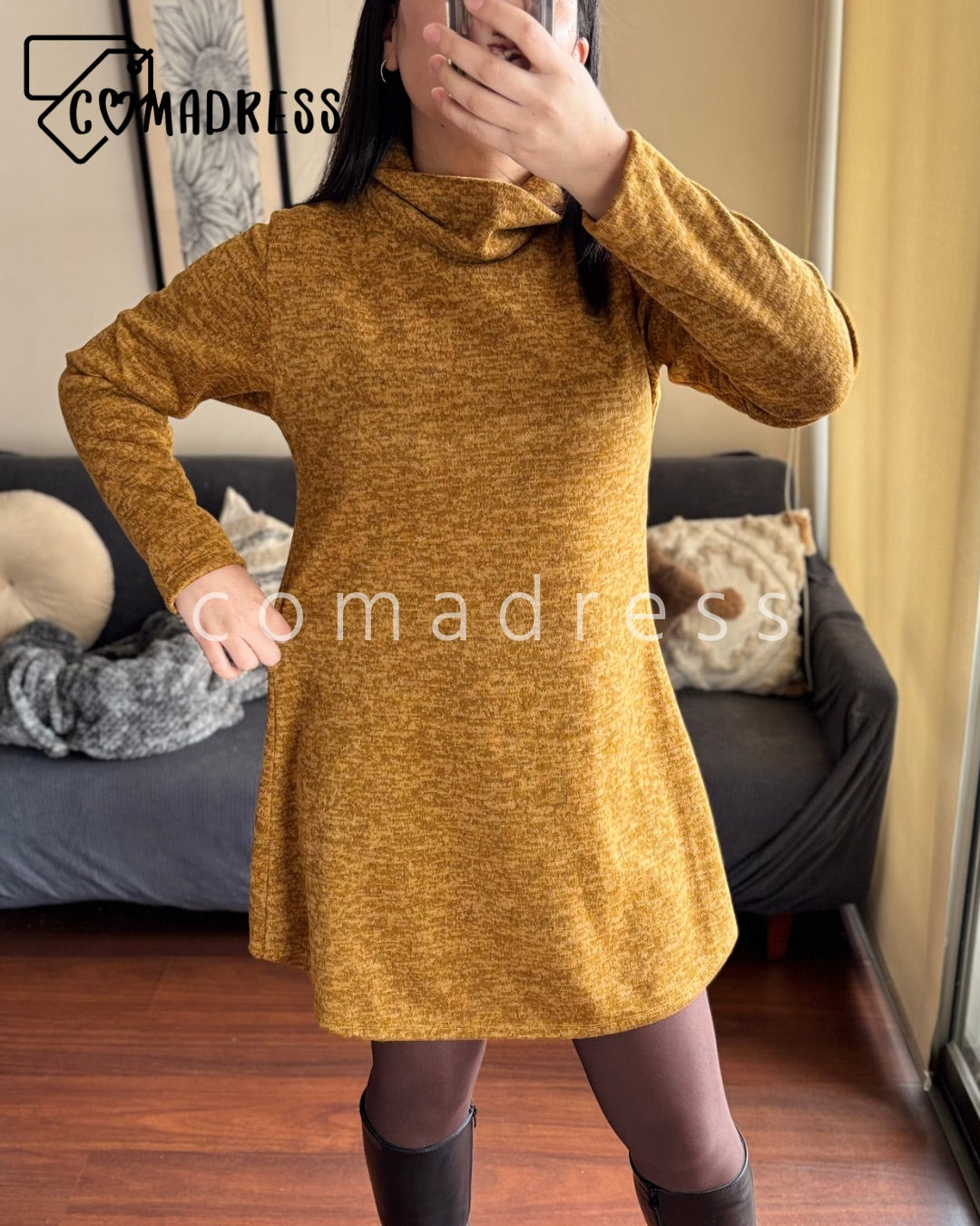 Vestido Lanilla Mostaza