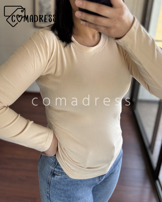 Camiseta Premium Algodón Beige
