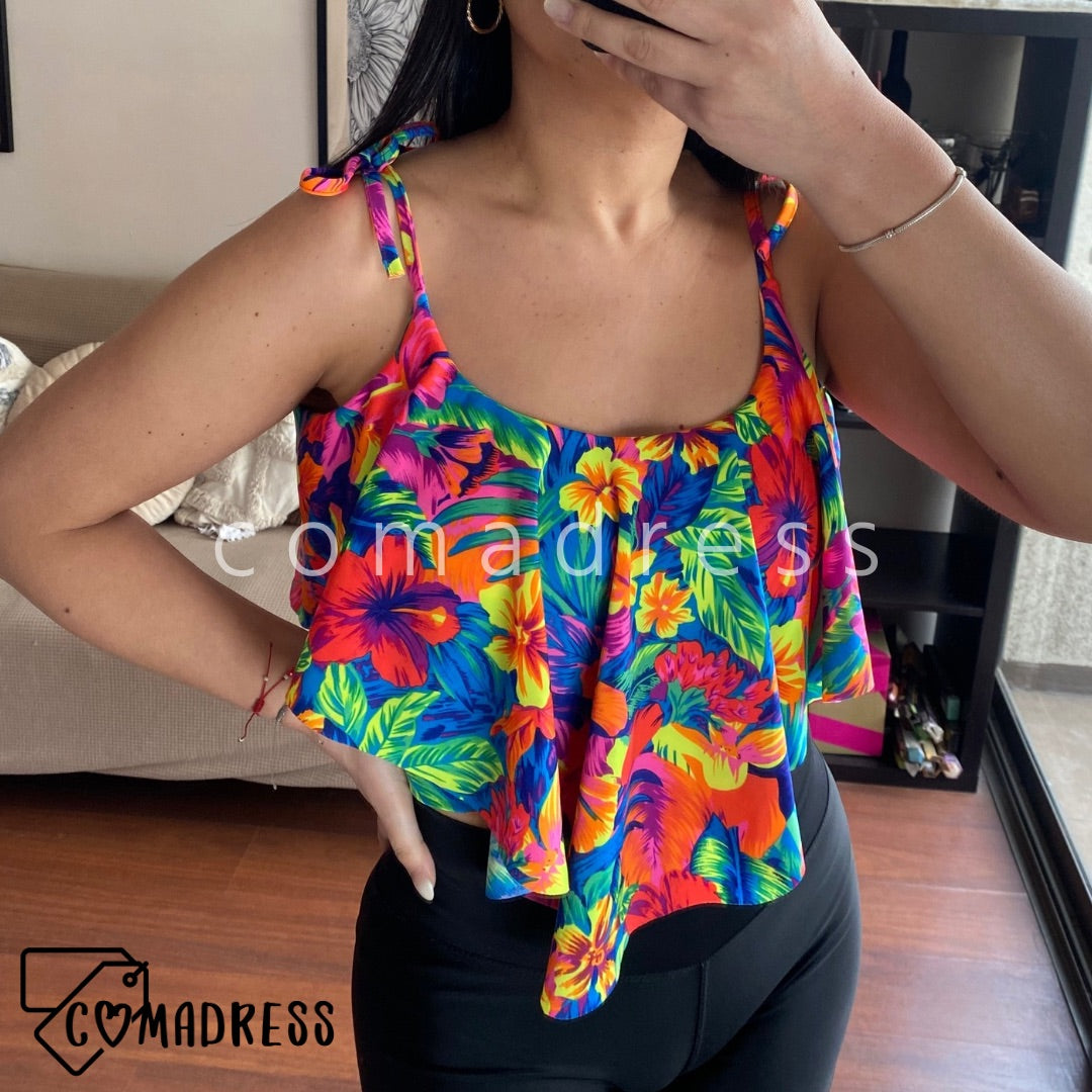 Top Bikini Largo amarras Tropical