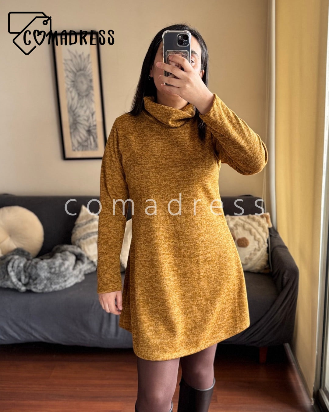 Vestido Lanilla Mostaza