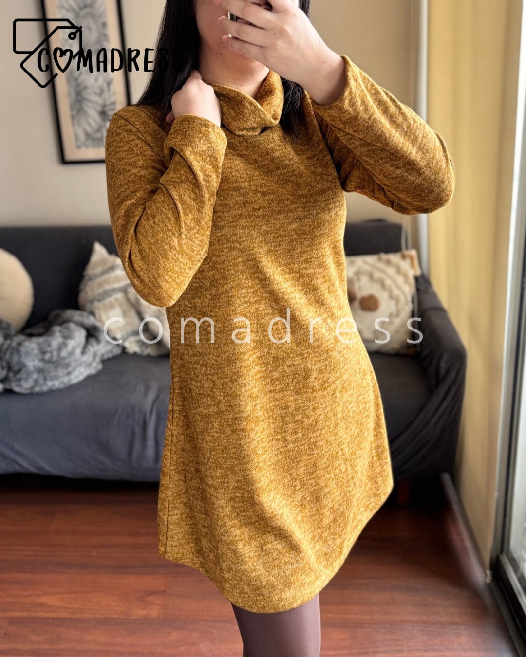 Vestido Lanilla Mostaza