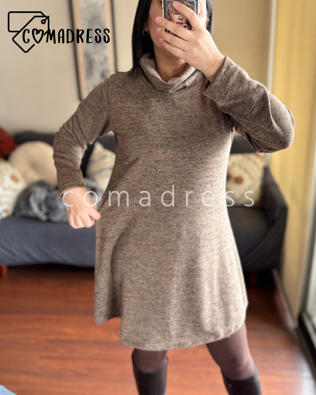 Vestido Lanilla Café Claro